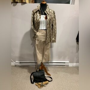 Zara snake print faux leather button down shirt